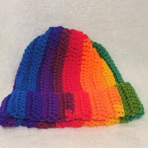 Colorful Rainbow Crochet Beanie